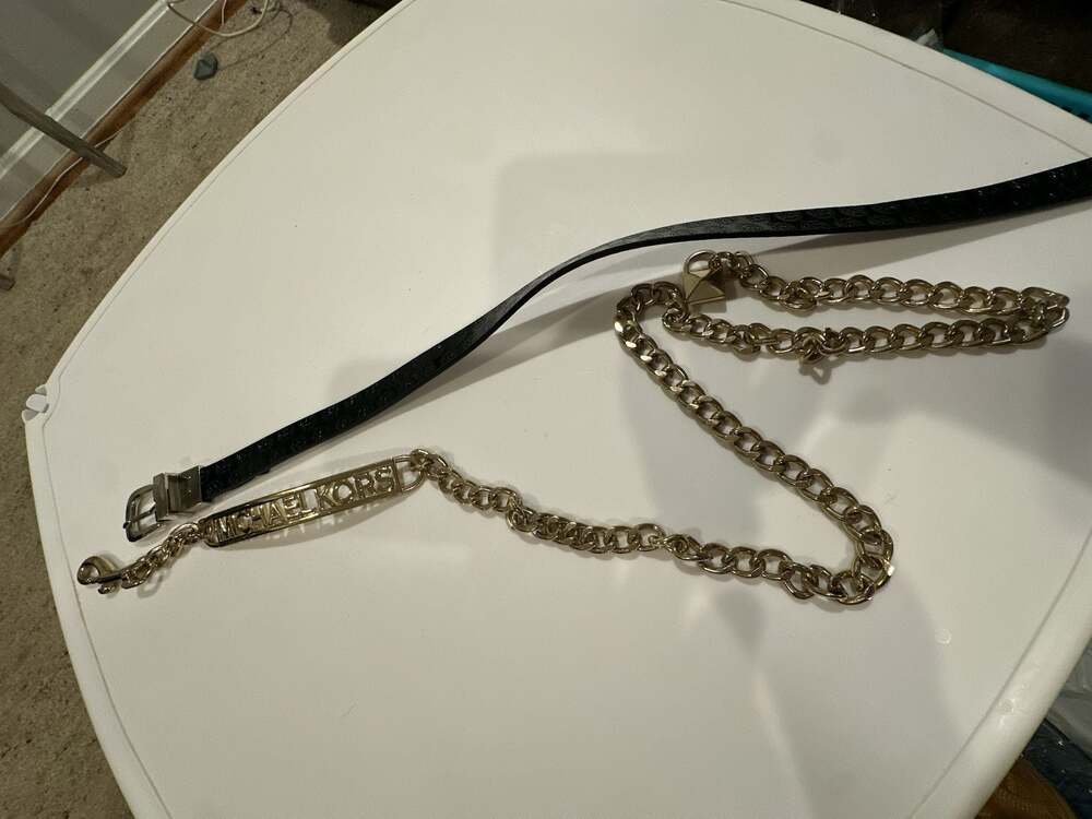 Michael Kors Reversible Leather and  Chain Link Belts (2 set)